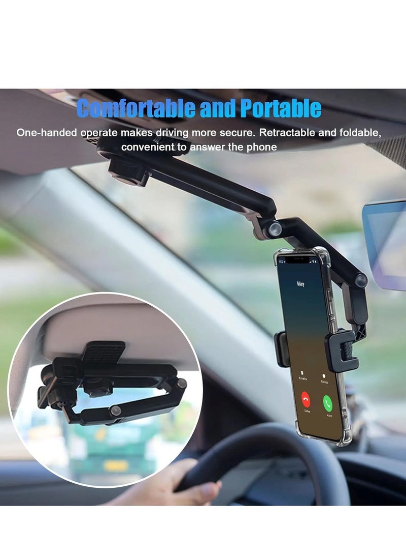 MIXDE Car Phone Holder for Sun Visor 1080° Rotatable Sun Visor Car Phone Mount Foldable Dashboard Phone Holder for Car, Universal Adjustable Spring Clip Car Cell Phone Stand for All Phone - Image 4