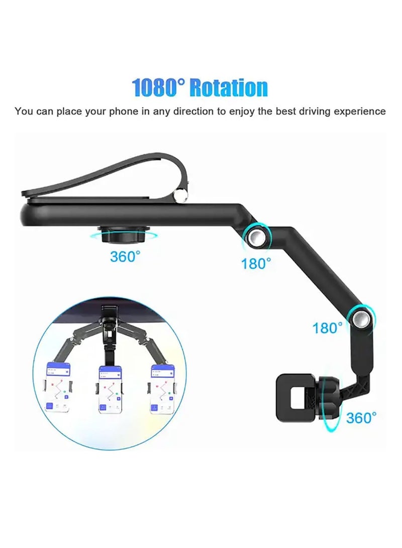 MIXDE Car Phone Holder for Sun Visor 1080° Rotatable Sun Visor Car Phone Mount Foldable Dashboard Phone Holder for Car, Universal Adjustable Spring Clip Car Cell Phone Stand for All Phone - Image 5