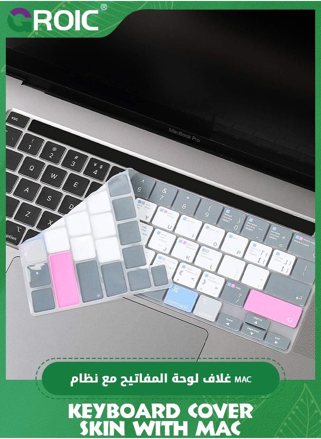 Generic - MacBook Shortcuts Keyboard Cover for 2023 MacBook Pro 13 M2, 2020-2023 MacBook Pro 13 A2338 M2 M1 A2251 A2289 Touch Bar Keyboard Cover Skin, Mac OS X Shortcut Skin - Image 1