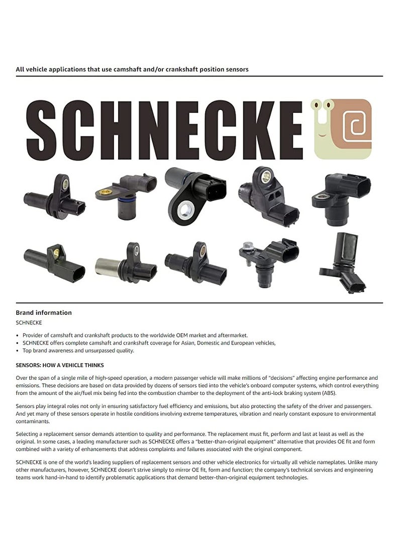 SCHNECKE Crank Engine Crankshaft Position Sensor L4 2.4L Replacement For Magentis Optima Sonata 1999 2000 2001 2002 2003 2004 2005 2006  - Image 2