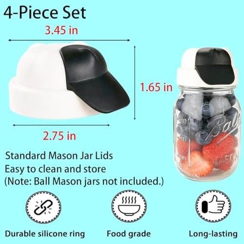 ziHenryDa 4 pack Mason Jar Lids, for Ball Kerr & More Canning Regular Mason Jars Drinking Lids & Food Storage Caps leak-proof, BPA-free, reusable (Bottle not included) - Image 5