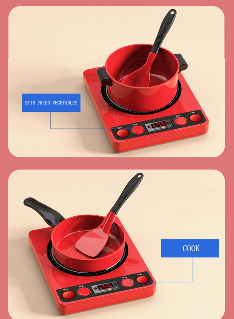 Kids Kitchen Pretend Play Toys Set Cutting Cooking Set with Food Fruits Vegetables Cooking Utensils Educational Early Age Basic Skills Development Gift for Toddlers Children (82 pcs) - Image 4