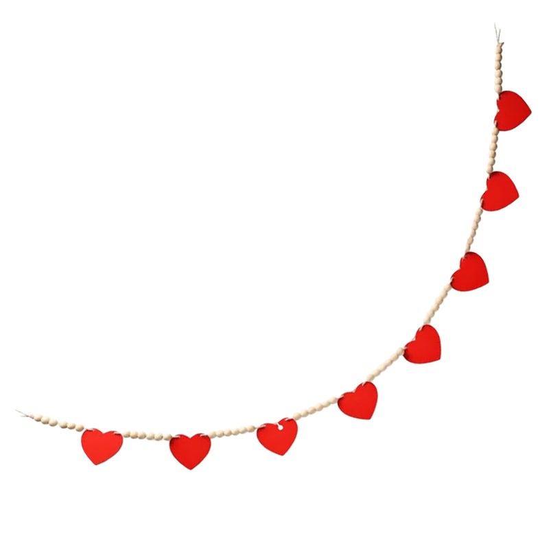 Valentines Day Decor Felt Beads Garland Valentines Hanging Decoration - Image 1