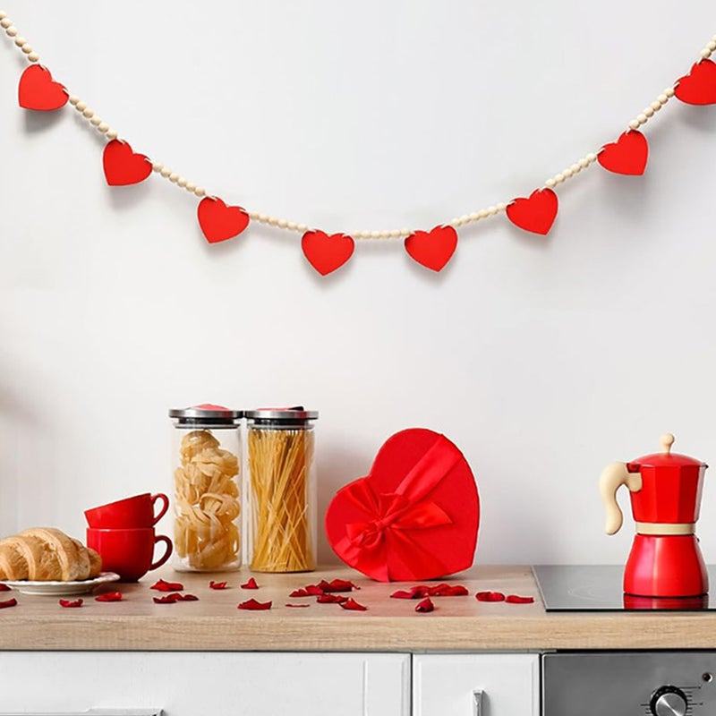 Valentines Day Decor Felt Beads Garland Valentines Hanging Decoration - Image 4