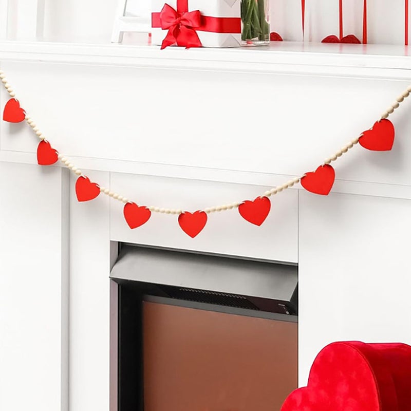 Valentines Day Decor Felt Beads Garland Valentines Hanging Decoration - Image 3
