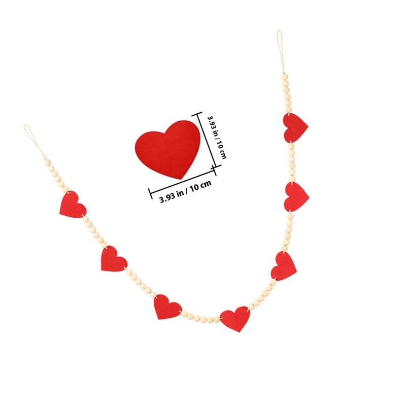 Valentines Day Decor Felt Beads Garland Valentines Hanging Decoration - Image 2