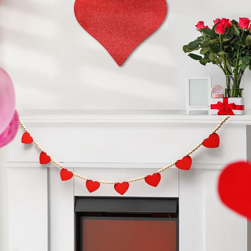 Valentines Day Decor Felt Beads Garland Valentines Hanging Decoration - Image 5