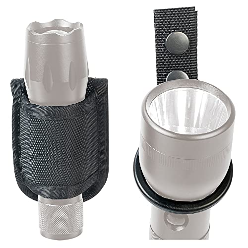 TAFTACFR Compact Flashlight Holder(Open Top)+ Flashlight Ring Strap Holder Hold Mag Lite and Other D/C Cell Flashlights(Nylon Outer Snap) - Image 1