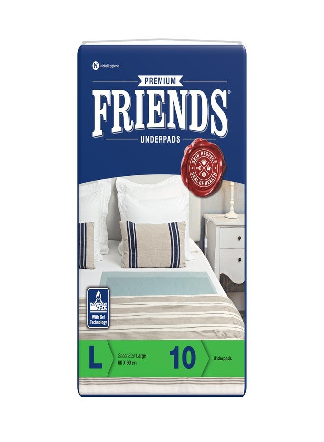 Friends Premium Large Disposable Underpads for Adults (60x90 cm) | 10 Count | 2X Highly Absorbent | Gel Lock Technology | Unisex | Extra Soft top Layer | Odour Lock | Anti-Bacterial & Leak- Proof - Image 1