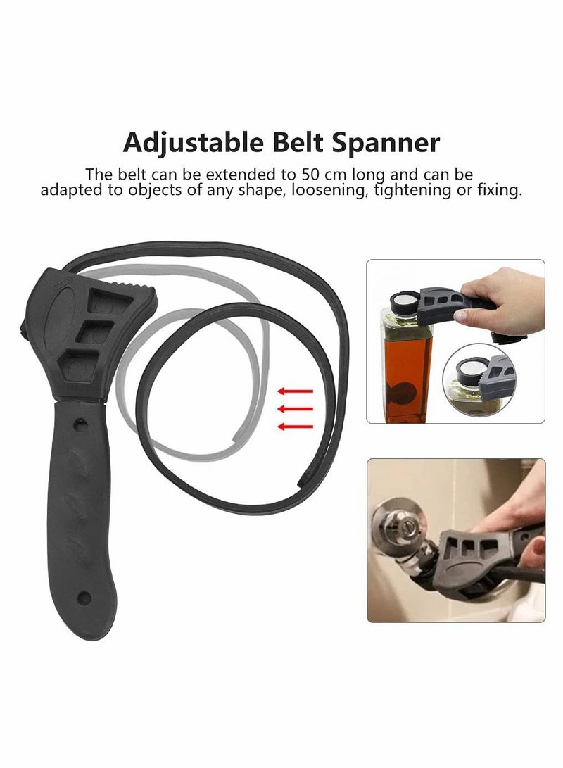 SYOSI مفتاح حزام مطاطي، مفتاح السباكة القابل للتعديل 50 سم للميكانيكيين والسباكين - Image 4