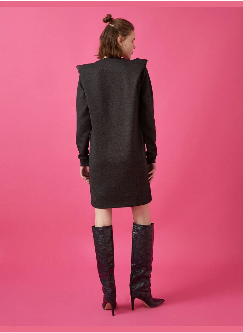 KOTON Shoulder Pad Long Sleeve Mini Dress