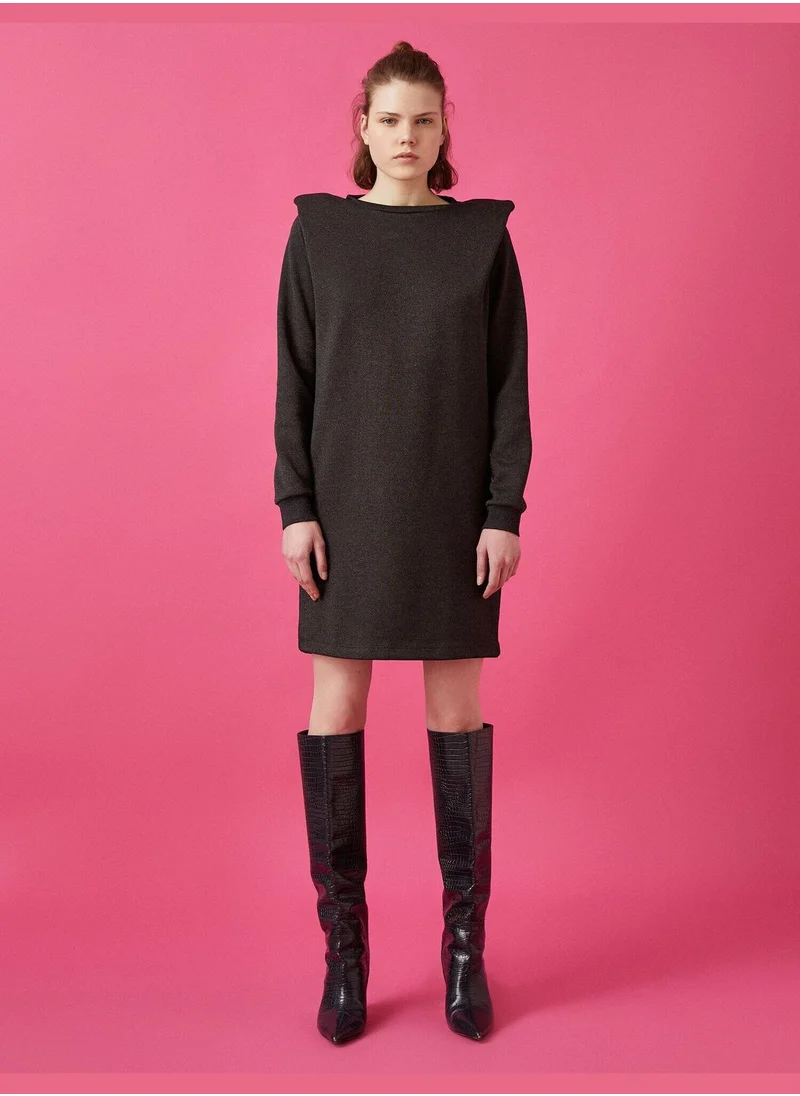 KOTON Shoulder Pad Long Sleeve Mini Dress
