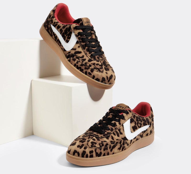 LUCKY STEP Women's Classic Fashion Casual Sneakers Skate Shoes No Slip Lace Up Walking Shoes(6.5 M US Leopard) - Image 3