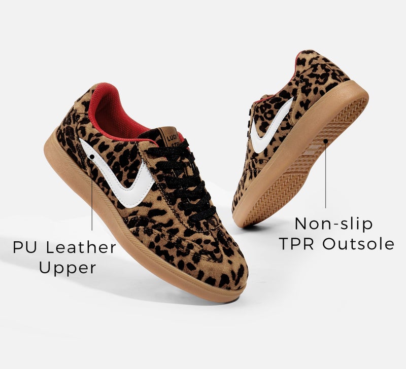 LUCKY STEP Women's Classic Fashion Casual Sneakers Skate Shoes No Slip Lace Up Walking Shoes(6.5 M US Leopard) - Image 5