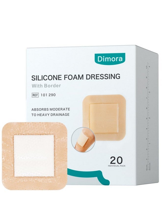 Dimora Dimora Silicone Foam Dressing 3x3 inch with Border 20 Pack, Wound Bandage, Gentle Adhesive Waterproof Pads for Sensitive Skin Wound Care 7.5x7.5 cm - Image 1