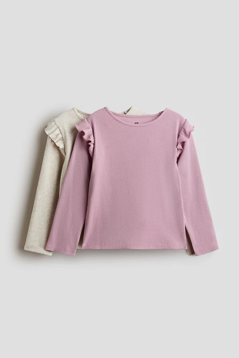 H&M 2-pack flounce-trimmed cotton tops