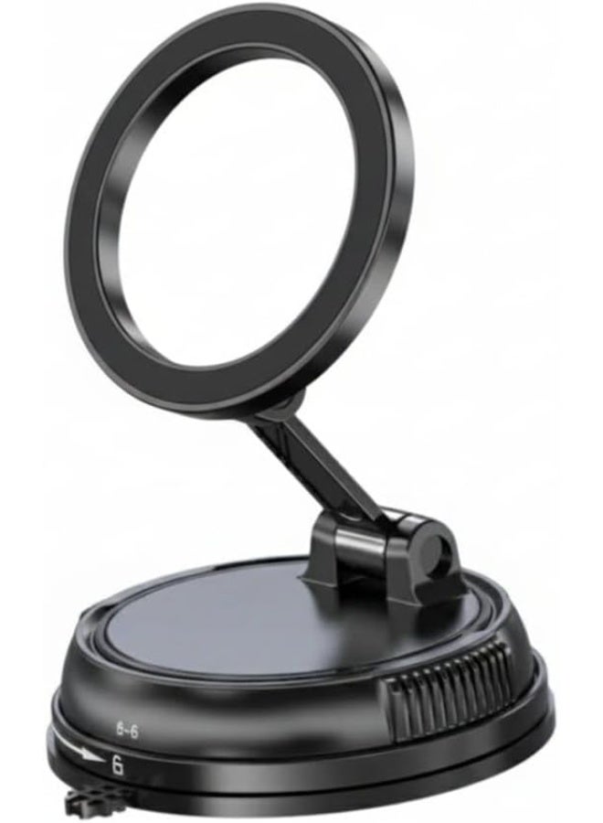 X70 Magnetic Car Phone Holder, Black Aluminum Alloy, Dashboard Mount with 360-Degree Rotation, Universal Compatibility - Black - Image 1