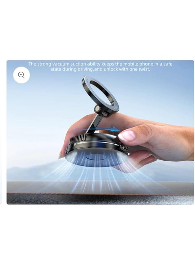 X70 Magnetic Car Phone Holder, Black Aluminum Alloy, Dashboard Mount with 360-Degree Rotation, Universal Compatibility - Black - Image 2