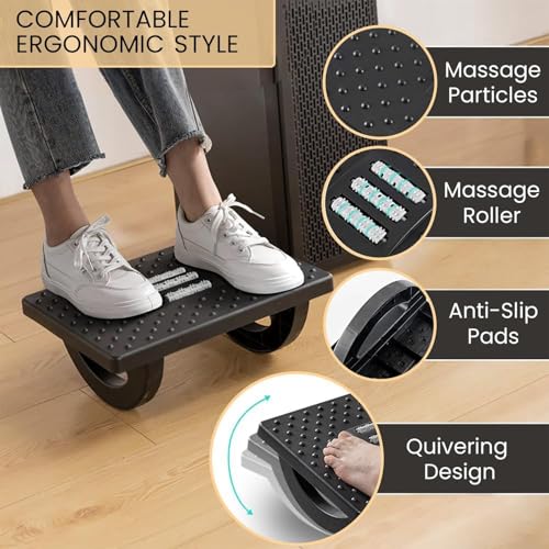 AMIRATE Foot Rest for Office Chair with Acupressure Points and Roller | Ergonomic Footrest for Office Desk | Foot Rest Under Table | Foot Stool for Home, Office Table, and Sofa (Unbreakable, Non-Slip Legs) - Image 3