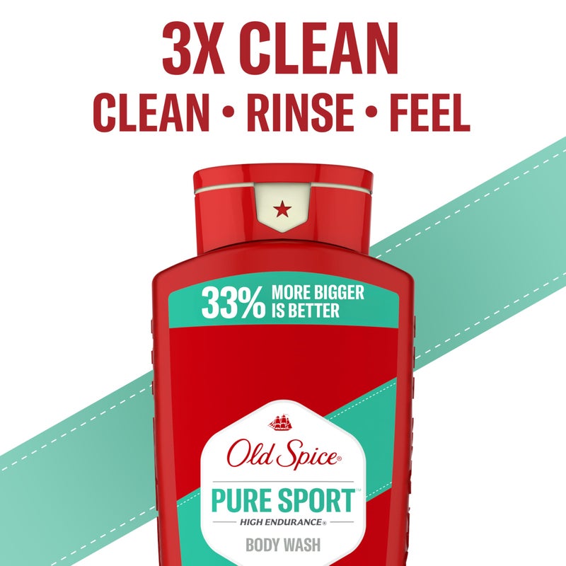 Old Spice Refreshing Body Wash for Men, High Endurance, 3X Defense, 24/7 Shower Fresh with Long Lasting Scent, Pure Sport Scent, 24 oz (Pack of 2) - Image 5