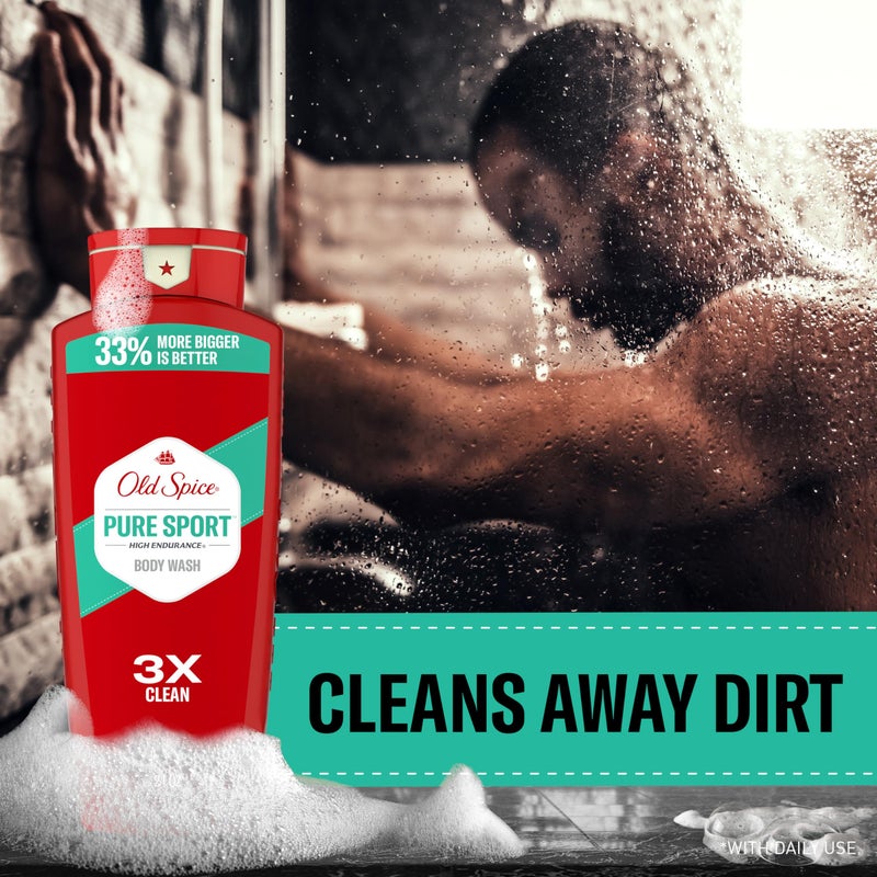 Old Spice Refreshing Body Wash for Men, High Endurance, 3X Defense, 24/7 Shower Fresh with Long Lasting Scent, Pure Sport Scent, 24 oz (Pack of 2) - Image 4