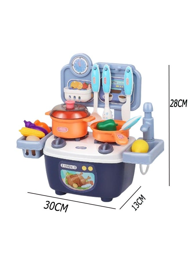 20PC Kitchen Pretend Play Toy Set Children Role Play Cookware Indoor DIY Kitchen Toy Games Kitchen Accessories Toys Sets for Boys Girls Kids (Blue) - Image 2