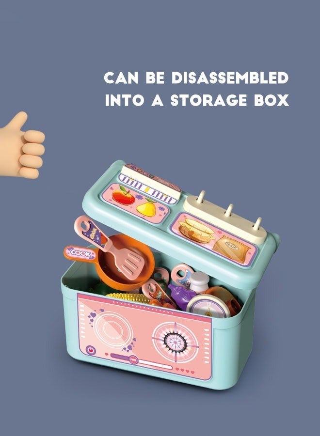 20PC Kitchen Pretend Play Toy Set Children Role Play Cookware Indoor DIY Kitchen Toy Games Kitchen Accessories Toys Sets for Boys Girls Kids (Blue) - Image 4