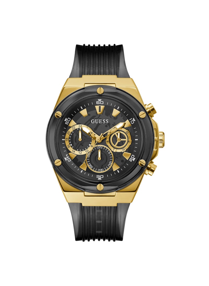 Guess Men's Black Chronograph Silicone Strap Watch - GW0425G1 - Image 1