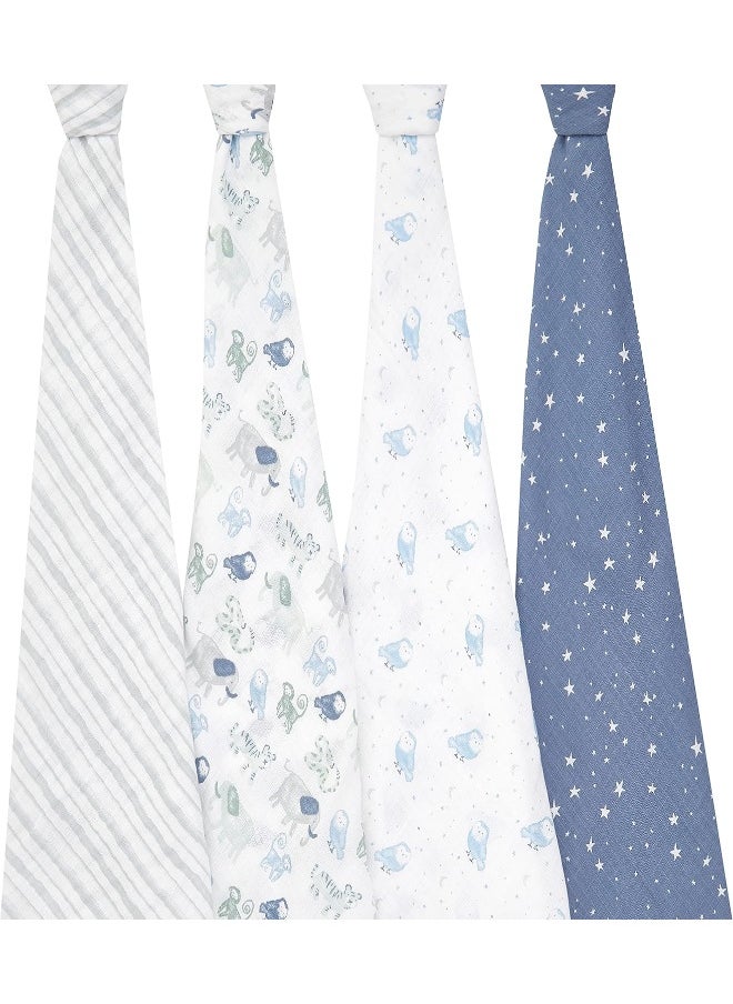 aden + anais Aden + Anais™ essentials cotton muslin 4 pack swaddle blanket time to dream  - Image 2