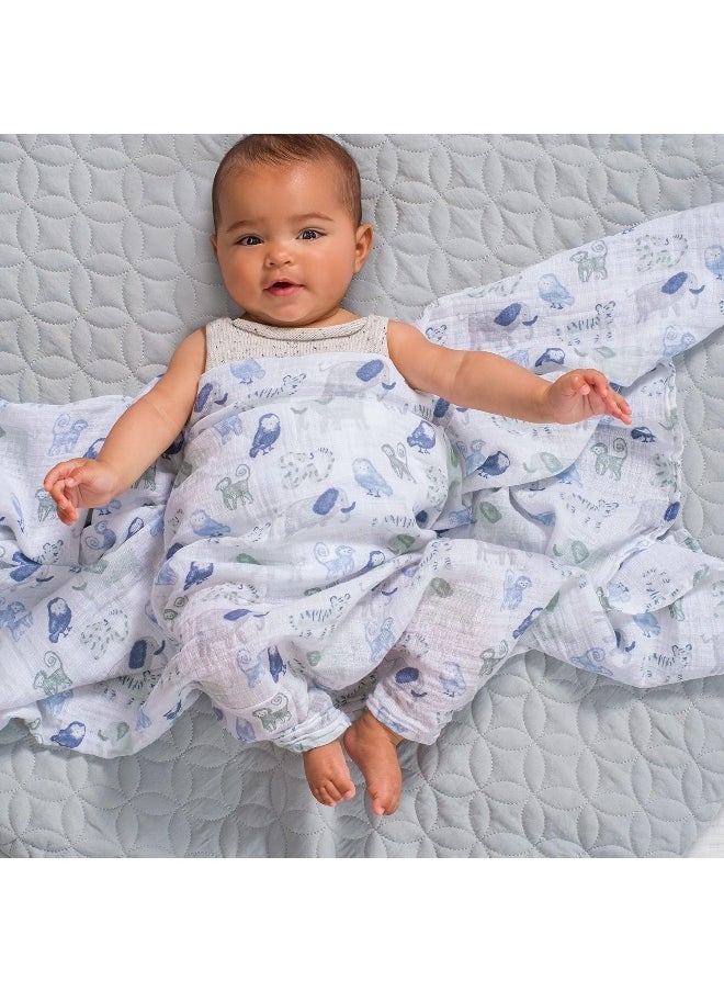 aden + anais Aden + Anais™ essentials cotton muslin 4 pack swaddle blanket time to dream  - Image 4
