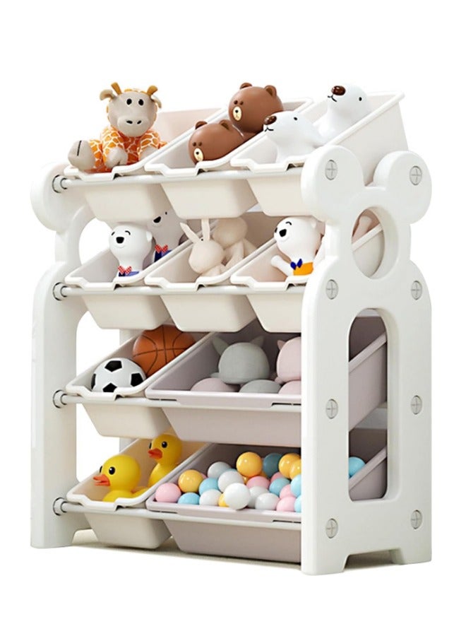 Beauenty Kids Toy Organizers and Storage with 10 Removable Plastic Bins, Multi-Purpose 4-Tier Toy Shelf to Organize Toys for Playroom, Bedroom, Daycare, Nursery - Image 1