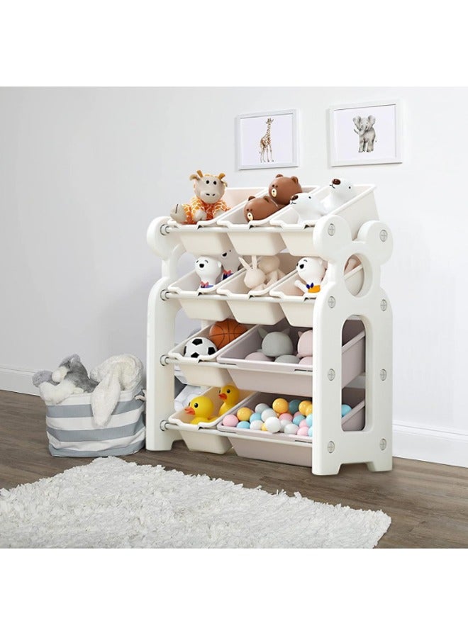 Beauenty Kids Toy Organizers and Storage with 10 Removable Plastic Bins, Multi-Purpose 4-Tier Toy Shelf to Organize Toys for Playroom, Bedroom, Daycare, Nursery - Image 2