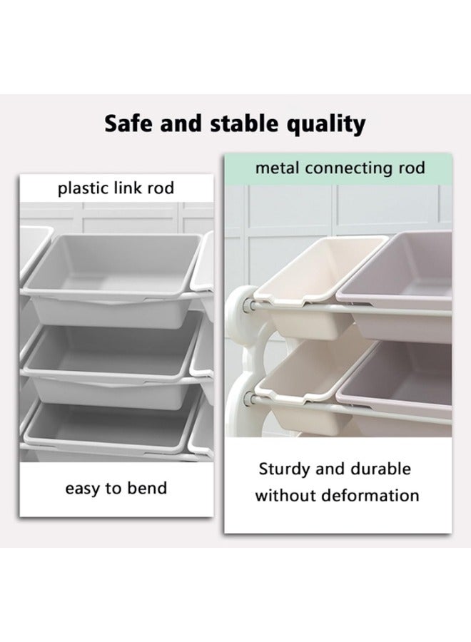 Beauenty Kids Toy Organizers and Storage with 10 Removable Plastic Bins, Multi-Purpose 4-Tier Toy Shelf to Organize Toys for Playroom, Bedroom, Daycare, Nursery - Image 4