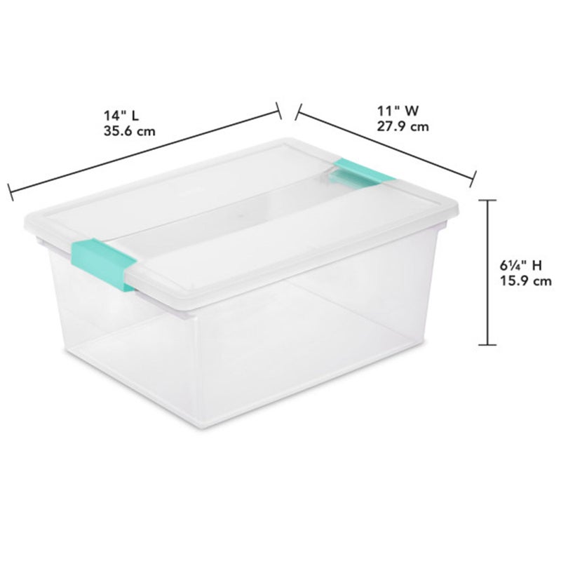 Sterilite Deep Clip Box  Stackable Small Storage Bin With Latching Lid  Plastic Container To Organize Paper  Office  Home  Clear Base And Lid  1-Pack - Image 3