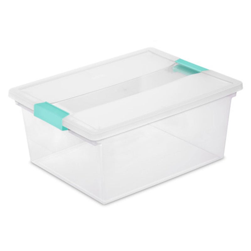 Sterilite Deep Clip Box  Stackable Small Storage Bin With Latching Lid  Plastic Container To Organize Paper  Office  Home  Clear Base And Lid  1-Pack - Image 1