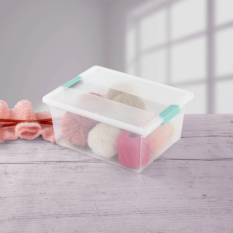 Sterilite Deep Clip Box  Stackable Small Storage Bin With Latching Lid  Plastic Container To Organize Paper  Office  Home  Clear Base And Lid  1-Pack - Image 5