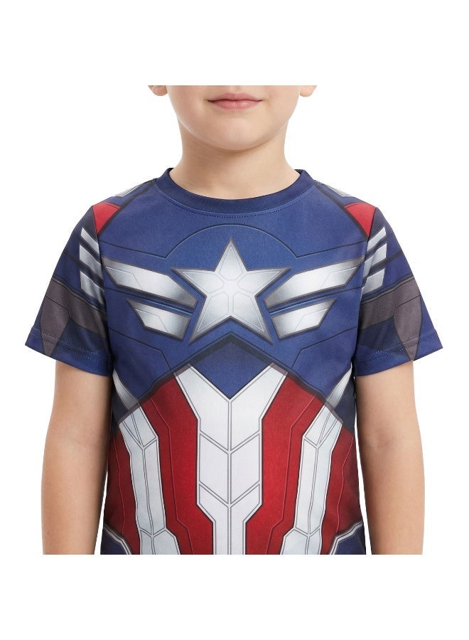 MARVEL Toddler Boys Marvel Captain America Suit Printed T-Shirt - Image 3