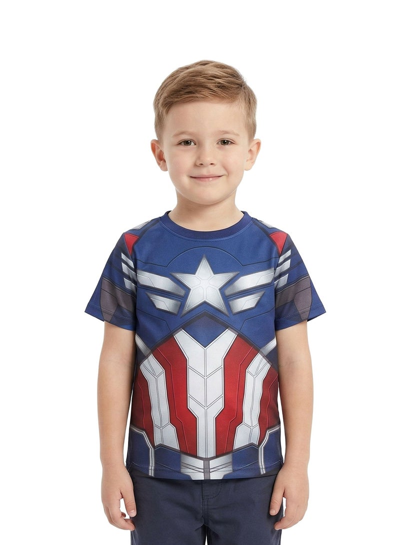 MARVEL Toddler Boys Marvel Captain America Suit Printed T-Shirt - Image 2
