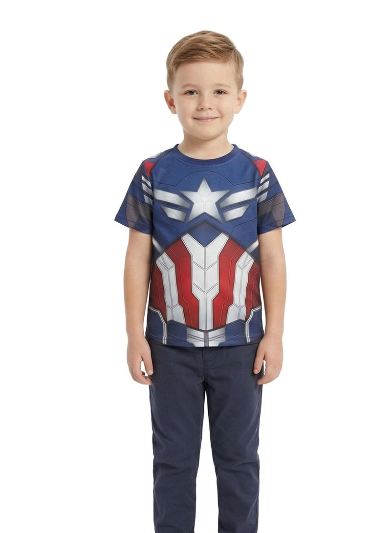 MARVEL Toddler Boys Marvel Captain America Suit Printed T-Shirt - Image 1