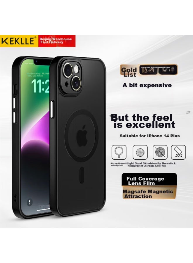 Keklle Iphone 14 Plus Case, Apple 14 Plus Protective Cover, Wireless Charging Compatible, Frosted Anti-drop Lens Protection, Soft Edge Case, Midnight Black - Image 1