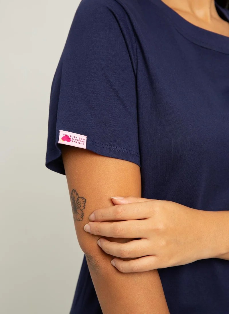 Kaafmeem Navy Long T-shirt Dress