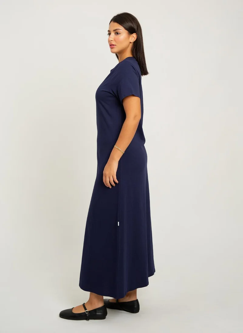 Kaafmeem Navy Long T-shirt Dress