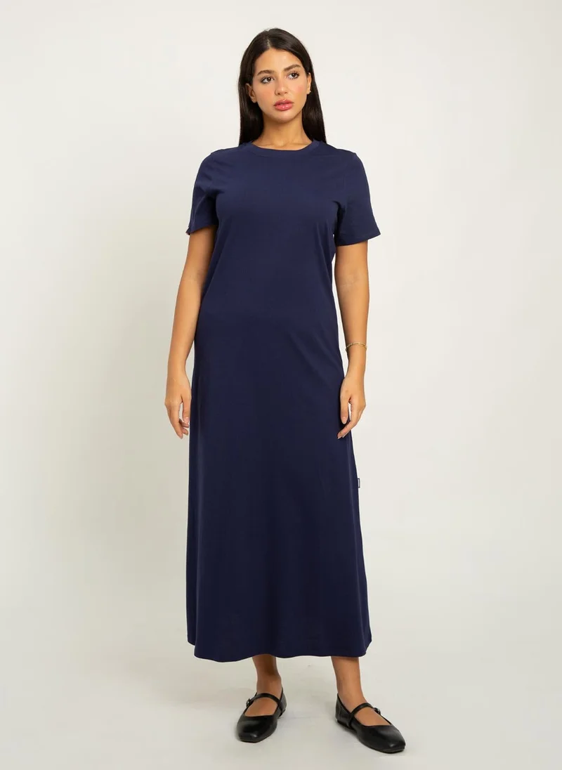 Kaafmeem Navy Long T-shirt Dress