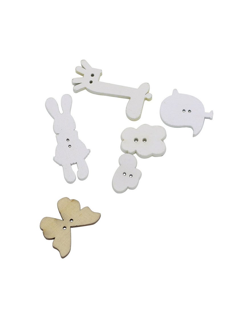 Syga Syga 50 Pieces Mixed Cartoon Animal 2 Holes Wooden Buttons Sewing Craft Scrapbooking DIY  - Image 4