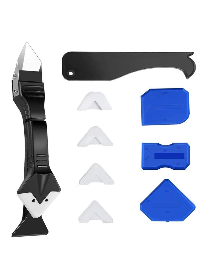 fantasize 10pcs 3 in 1 Caulking Tools, Caulking Finishing Tool Kit (stainless steelhead) Silicone Sealant Caulk Grout Remover Sc and Caulk Nozzle Applicator for Kitchen, Bathroom, Window and Sink Joint - Image 1
