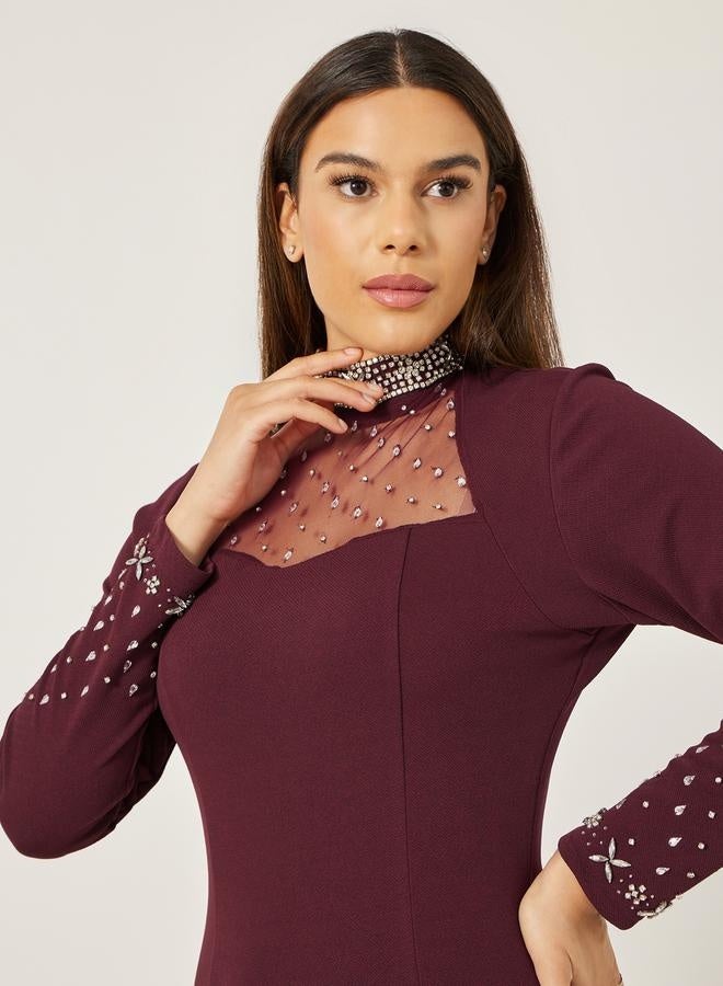 Styli Embellished Sweetheart Neck Sheath Maxi Dress - Image 4