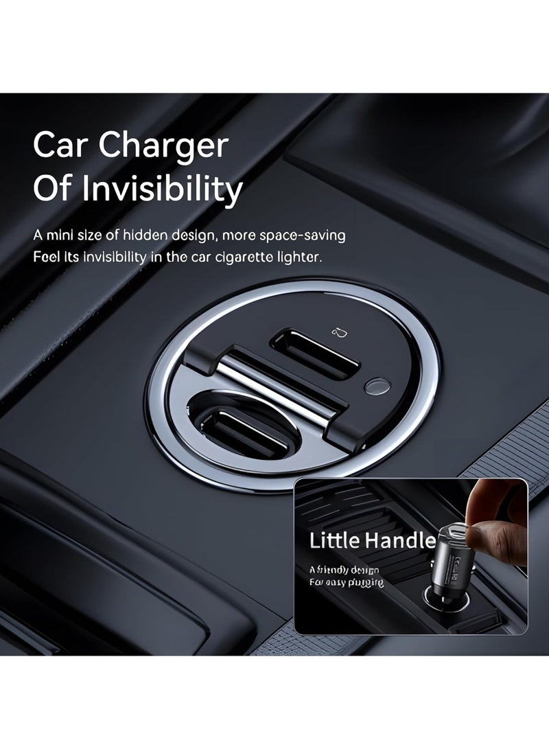 Remax Mena Car Charger Fast Charging 30W PD+QC Multi-Compatible USB to Type C, Car Charger Super Mini Handle Ring, for iPhone 12 13 Pro Xiaomi Huawei Samsung, Black - Image 5