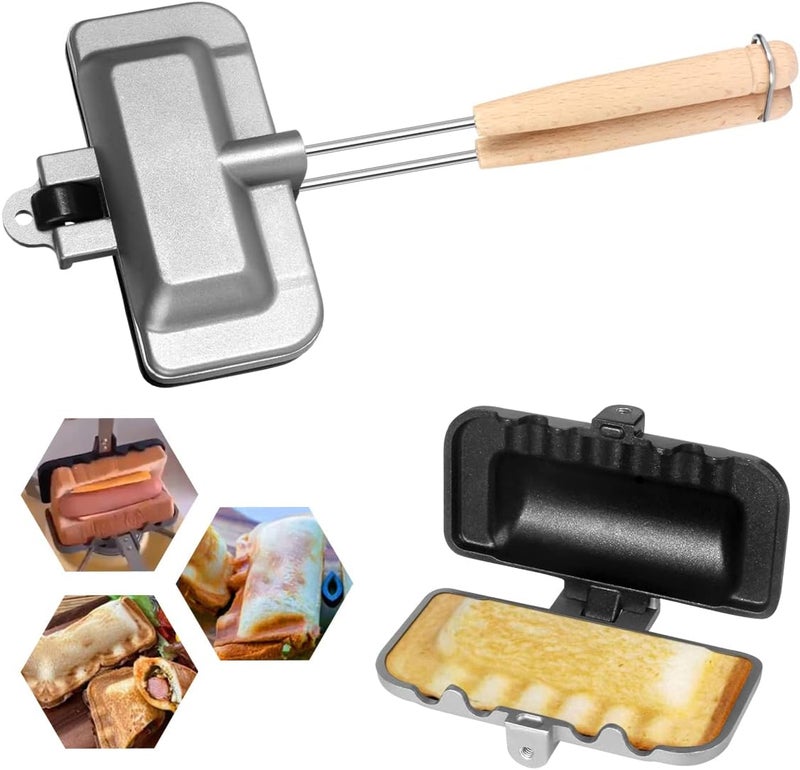 XSMNER Hot Sandwich Maker, Hot Dog Toaster, Double-Sided Sandwich Baking Pan, Double Sided Frying Pan, Grilled Cheese Maker Nonstick Sandwich Maker Flip Grill Pan for Breakfast Pancakes, Toast, Omelets - Image 1