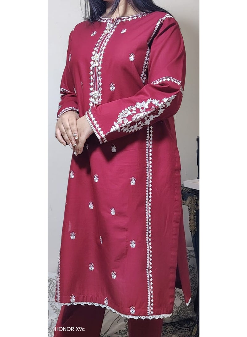 Fabric Pakistani Lawn Embroidery Stitched 2-Piece – 2026 Collection. - Image 1