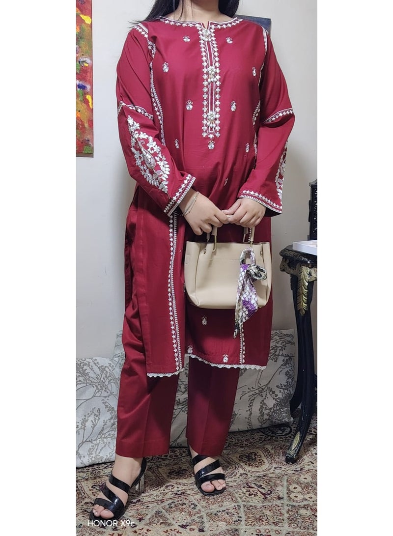 Fabric Pakistani Lawn Embroidery Stitched 2-Piece – 2026 Collection. - Image 4